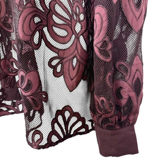 Torrid Mesh With Embroidery Long Sleeve Sheer Plum Top Blouse Womens sz 2X - Picture 8 of 16